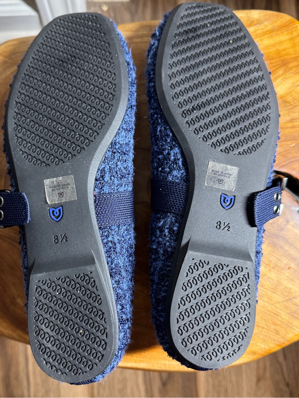 Rothy's The Max Buckle Women's Mary Janes Blue Tweed Preppy-Boho Sz. 8,5M - Picture 10 of 14